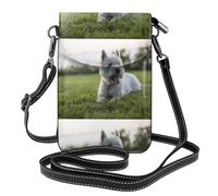 Hnnkloy Perros Westie Lawn West Highland White Terrier,Bolsos para celular para mujer, bolsos pequeños cruzados - Cartera para celular de cuero sintético con ranuras para tarjetas de crédito