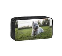 Hnnkloy Perros Westie Lawn West Highland White Terrier,Estuche de lápices de Gran Capacidad, portátil, para bolígrafos, Bolsa de papelería para la Escuela y la Oficina.