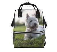 Hnnkloy Perros Westie Lawn West Highland White Terrier.Mochila de maternidad de gran capacidad, bolso cambiador, mochila de viaje para actividades al aire libre.