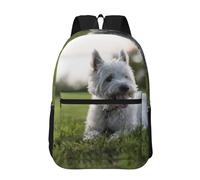 Hnnkloy Perros Westie Lawn West Highland White Terrier,Mochila informal de 17 pulgadas con bolsillos, resistente al agua, para la escuela.
