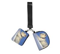 Hnnkloy Perros Westie Winter West Highland White Terrier,Bolso de muñeca para deportes al aire libre, monedero portátil, cartera de muñeca con llavero desmontable