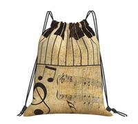 Hnnkloy Piano con notas musicales antiguas,Mochila con cordón unisex, bolsa deportiva para gimnasio, mochila informal para el día a día.