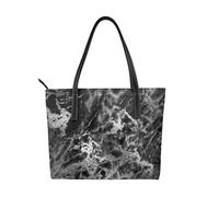 Hnnkloy Piedra de mármol gris grafito plateado negro,Bolso de mano de piel sintética, bolso tote de gran capacidad, bolso de hombro para mujer, ideal para el trabajo y los viajes.