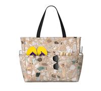Hnnkloy Piedra natural terrazo,Bolso de playa de gran capacidad, bolso de hombro de viaje para mujer, bolso de mano impermeable.