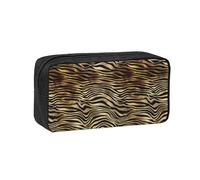 Hnnkloy Piel de Animal Cebra Negra Africana Dorada Sepia,Estuche de lápices de Gran Capacidad, portátil, para bolígrafos, Bolsa de papelería para la Escuela y la Oficina.