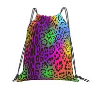 Hnnkloy Piel de jaguar arcoíris,Mochila con cordón unisex, bolsa deportiva para gimnasio, mochila informal para el día a día.