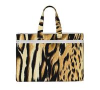 Hnnkloy Piel de leopardo, león y tigre atigrado,Bolsa de lona para documentos con cremallera, bolso de mano, maletín para la escuela y la oficina.