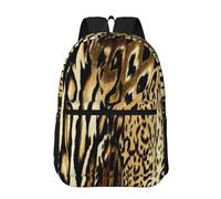 Hnnkloy Piel de leopardo, león y tigre atigrado,Mochila informal de 17 pulgadas con bolsillos, resistente al agua, para la escuela.
