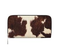 Hnnkloy Piel de Vaca, Pelo de Vaca, Piel de Vaca, ceja y patrón de Animal doméstico Blanco,Carteras de Cuero PU de Gran Capacidad para Hombres y Mujeres.