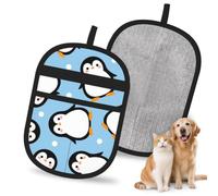 Hnnkloy Pingüino Esponjoso de Invierno, Paquete de 2 Guantes para Eliminar el Pelo de Mascotas, Guantes de Aseo antiestáticos para Perros y Gatos.