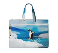 Hnnkloy Pingüino impreso,Bolsa de lona para documentos con cremallera, bolso de mano, maletín para la escuela y la oficina.