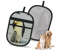 Hnnkloy Pingüino Madre y pingüino bebé, Paquete de 2 Guantes para Eliminar el Pelo de Mascotas, Guantes de Aseo antiestáticos para Perros y Gatos.