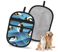 Hnnkloy Pingüino Poligonal Abstracto, Paquete de 2 Guantes para Eliminar el Pelo de Mascotas, Guantes de Aseo antiestáticos para Perros y Gatos.