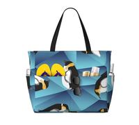 Hnnkloy Pingüino polígono abstracto,Bolso de playa de gran capacidad, bolso de hombro de viaje para mujer, bolso de mano impermeable.