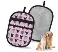 Hnnkloy Pinscher Miniatura con Flores de Lavanda, Paquete de 2 Guantes para Eliminar el Pelo de Mascotas, Guantes de Aseo antiestáticos para Perros y Gatos.