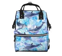 Hnnkloy Pintando delfines.Mochila de maternidad de gran capacidad, bolso cambiador, mochila de viaje para actividades al aire libre.