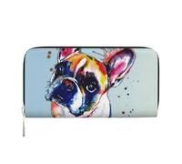 Hnnkloy Pintura de Bulldog francés,Carteras de Cuero PU de Gran Capacidad para Hombres y Mujeres.