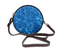 Hnnkloy Piscina azul aguamarina impresa,Bolso de hombro de piel sintética, bolso cruzado redondo - Bolso circular para mujer