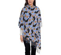 Hnnkloy Pizza Comida Perro Salchicha Lindo,Bufanda grande de cachemira sintética para mujer, chal ligero con borlas, 197 x 72 cm