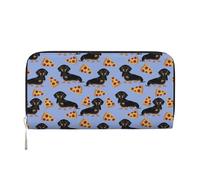 Hnnkloy Pizza Comida Perro Salchicha Lindo,Carteras de Cuero PU de Gran Capacidad para Hombres y Mujeres.