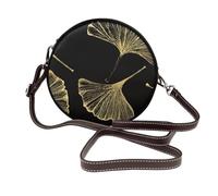 Hnnkloy Planta de Ginkgo Biloba,Bolso de hombro de piel sintética, bolso cruzado redondo - Bolso circular para mujer