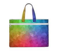 Hnnkloy Poligonal multicolor que consta de triángulos arcoíris,Bolsa de lona para documentos con cremallera, bolso de mano, maletín para la escuela y la oficina.