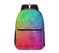 Hnnkloy Poligonal multicolor que consta de triángulos arcoíris,Mochila informal de 17 pulgadas con bolsillos, resistente al agua, para la escuela.
