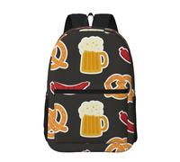 Hnnkloy Pretzel y cerveza,Mochila informal de 17 pulgadas con bolsillos, resistente al agua, para la escuela.