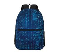 Hnnkloy Programador Código binario azul,Mochila informal de 17 pulgadas con bolsillos, resistente al agua, para la escuela.