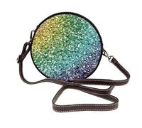 Hnnkloy Purpurina arcoíris de lujo,Bolso de hombro de piel sintética, bolso cruzado redondo - Bolso circular para mujer