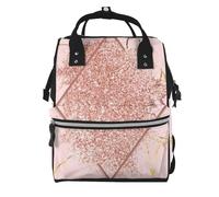 Hnnkloy Purpurina rosa dorada con un rombo rojo parduzco..Mochila de maternidad de gran capacidad, bolso cambiador, mochila de viaje para actividades al aire libre.