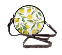 Hnnkloy Ramas de limonero exótico con dibujos, ¡deliciosas!,Bolso de hombro de piel sintética, bolso cruzado redondo - Bolso circular para mujer