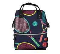 Hnnkloy Raqueta y pelota de tenis coloridas.Mochila de maternidad de gran capacidad, bolso cambiador, mochila de viaje para actividades al aire libre.