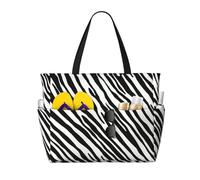 Hnnkloy Raya de cebra natural,Bolso de playa de gran capacidad, bolso de hombro de viaje para mujer, bolso de mano impermeable.