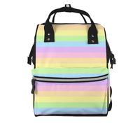 Hnnkloy Rayas de arcoíris pastel.Mochila de maternidad de gran capacidad, bolso cambiador, mochila de viaje para actividades al aire libre.