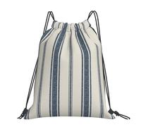 Hnnkloy Rayas jacquard francesas azules y blancas,Mochila con cordón unisex, bolsa deportiva para gimnasio, mochila informal para el día a día.