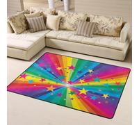 Hnnkloy Rayos de Confeti de arcoíris y Estrellas, Alfombra Grande Antideslizante para Sala de Estar o Dormitorio, 160 x 120 cm.