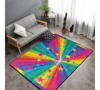 Hnnkloy Rayos de Confeti de arcoíris y Estrellas, Alfombra Grande Antideslizante para Sala de Estar o Dormitorio, 150 x 100 cm.
