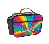 Hnnkloy Rayos de confeti de arcoíris y estrellas,Bolsa de almuerzo portátil, fiambrera resistente, bolsa isotérmica reutilizable