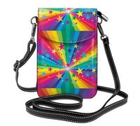 Hnnkloy Rayos de confeti de arcoíris y estrellas,Bolsos para celular para mujer, bolsos pequeños cruzados - Cartera para celular de cuero sintético con ranuras para tarjetas de crédito