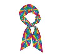 Hnnkloy Rayos de confeti de arcoíris y estrellas, Bufanda de seda sintética para mujer, bufandas de moda para el cuello, pañuelo para el cuello, diadema