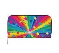 Hnnkloy Rayos de Confeti de arcoíris y Estrellas,Carteras de Cuero PU de Gran Capacidad para Hombres y Mujeres.