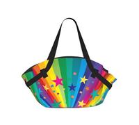 Hnnkloy Rayos de Confeti de arcoíris y Estrellas,Esterilla de Camping portátil, Manta de Picnic Plegable Multifuncional Que también Sirve como Bolsa de Camping para Viajes.