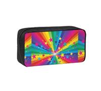 Hnnkloy Rayos de Confeti de arcoíris y Estrellas,Estuche de lápices de Gran Capacidad, portátil, para bolígrafos, Bolsa de papelería para la Escuela y la Oficina.