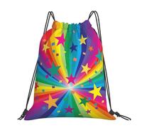 Hnnkloy Rayos de confeti de arcoíris y estrellas,Mochila con cordón unisex, bolsa deportiva para gimnasio, mochila informal para el día a día.