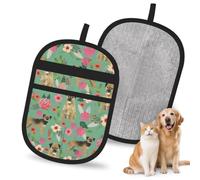 Hnnkloy Raza de Perro Border Terrier con Estampado Floral, Paquete de 2 Guantes para Eliminar el Pelo de Mascotas, Guantes de Aseo antiestáticos para Perros y Gatos.