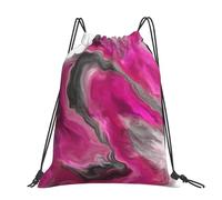 Hnnkloy Remolino de arte fluido en tonos joya, negro y magenta,Mochila con cordón unisex, bolsa deportiva para gimnasio, mochila informal para el día a día.