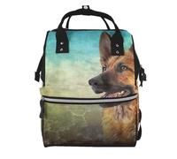 Hnnkloy Retrato de un perro pastor alemán impreso.Mochila de maternidad de gran capacidad, bolso cambiador, mochila de viaje para actividades al aire libre.