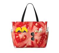 Hnnkloy Rodaja de tomate,Bolso de playa de gran capacidad, bolso de hombro de viaje para mujer, bolso de mano impermeable.