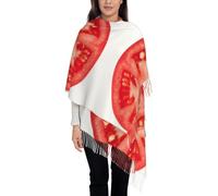 Hnnkloy Rodaja de tomate,Bufanda grande de cachemira sintética para mujer, chal ligero con borlas, 197 x 72 cm